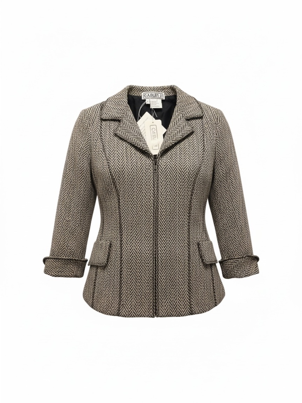 NWT Vintage Carlisle Chevron Herringbone Tweed Blazer Jacket Size 6